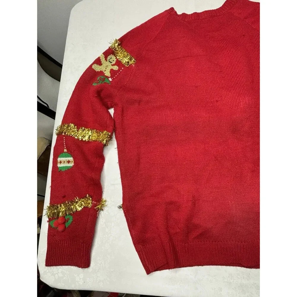 Junior Womens Red Merry Everything Christmas Holiday Sweater Top Shirt See Pics - Picture 9 of 10